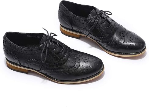 حذاء Mona Flying للسيدات مصنوع يدويًا ومريح من نوع Wingtip Oxfords Brogue للسيدات بأربطة من الجلد in Saudi Arabia