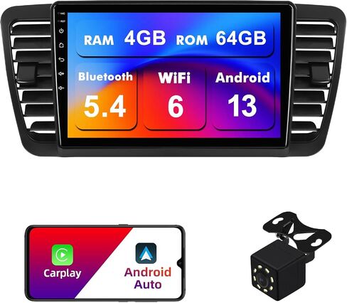 2+32G Android 12 Double Din Car Stereo for Subaru Legacy Outback 2005-2009 with 9 Inch Touchscreen Radio Built-in Wireless Carplay/Android Auto/GPS/Bluetooth/FM/Steering Wheel Control/Backup Camera in Kuwait