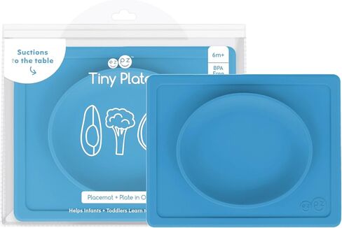 ezpz Tiny Bowl (Pewter) - Silicone Suction Placemat + Bowl for Infants - 6 months+ - Baby Led Weaning Supplies - Fits All Highchair Trays in Kuwait