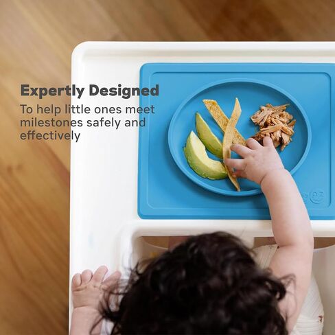 ezpz Tiny Bowl (Pewter) - Silicone Suction Placemat + Bowl for Infants - 6 months+ - Baby Led Weaning Supplies - Fits All Highchair Trays in Kuwait