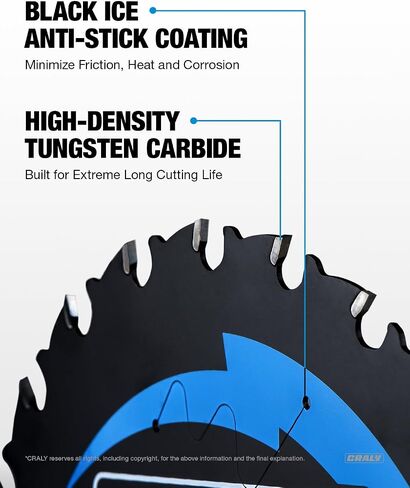 CRALY 5-3/8 Inch 24&36T Wood Framing/Finish & 50T Aluminum Cutting Circular Saw Blade, 20mm Arbor, Carbide Tipped, Thin Kerf, Black Ice™ Coating, for Wood, Aluminum, Plastic, 3-Pack(C054243650-3D) in Kuwait
