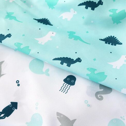 Bassinet Fitted Sheets 4 Pack 35" x 20", Aqua Dinosaurs & White Ocean | Compatible with AMKE 3 in 1 Baby Bassinet, Ezebaby, Bellababy and GoFirst Bedside Sleeper, Ultra Soft and Skin-Friendly in Saudi Arabia