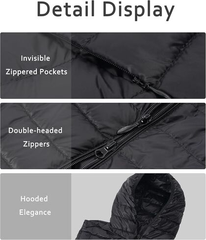 ELFJOY Women's Long Down Vest Zipper Lightweight Puffer Jackets with Hood in Kuwait