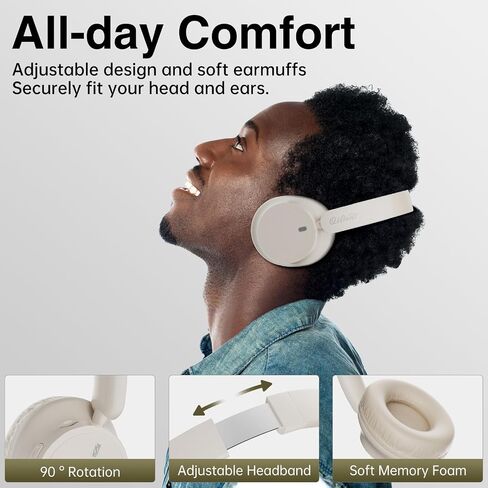 Ulian Bluetooth 5.3 Wireless Headphone, HiFi Stereo Headset with Built-in Microphone and TF Card Slot, 50H Playtime, Lightweight Comfort and Noise Cancelling in Saudi Arabia
