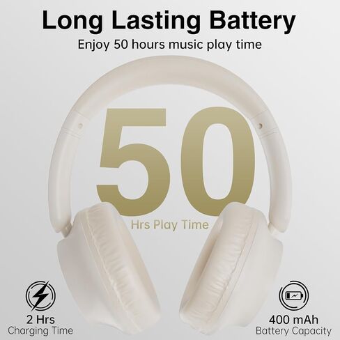 Ulian Bluetooth 5.3 Wireless Headphone, HiFi Stereo Headset with Built-in Microphone and TF Card Slot, 50H Playtime, Lightweight Comfort and Noise Cancelling in Saudi Arabia
