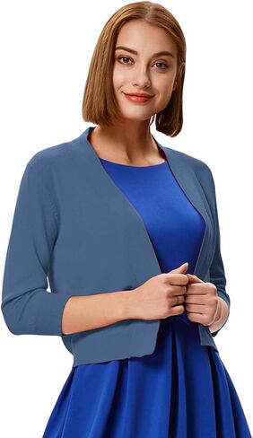 GRACE KARIN Women's 3/4 Sleeve Cardigan Knit Sweaters Cropped Open Front Shrug Bolero… in Saudi Arabia