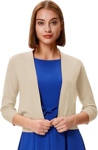 GRACE KARIN Women's 3/4 Sleeve Cardigan Knit Sweaters Cropped Open Front Shrug Bolero… in Saudi Arabia