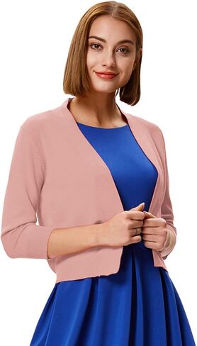 GRACE KARIN Women's 3/4 Sleeve Cardigan Knit Sweaters Cropped Open Front Shrug Bolero… in Saudi Arabia