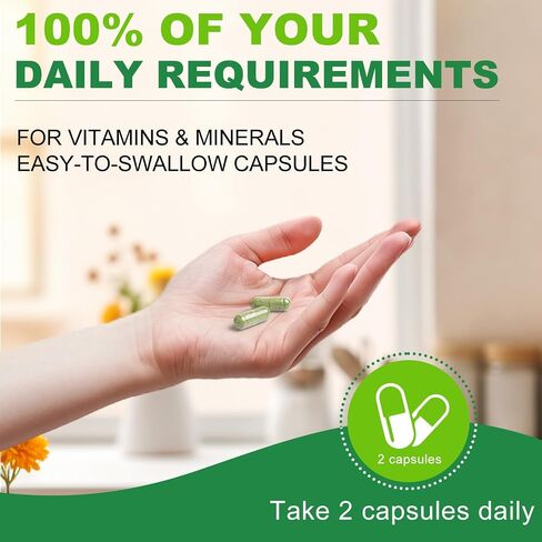 Whole Food Multivitamin Organic Foods Based Superfoods Supplement for Men's 50+, One Daily Multivitamin for Brain, Heart and Eye Health, Improve Digestion & Prostate Health, 120 Capsules in Saudi Arabia