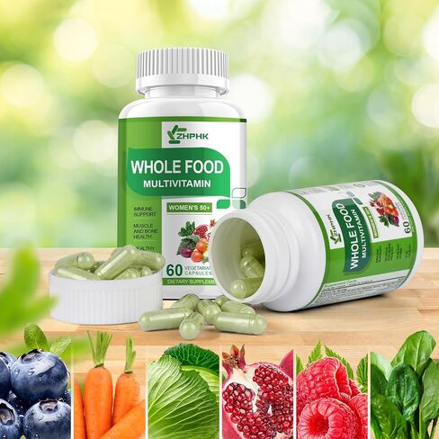 Whole Food Multivitamin Organic Foods Based Superfoods Supplement for Men's 50+, One Daily Multivitamin for Brain, Heart and Eye Health, Improve Digestion & Prostate Health, 120 Capsules in Saudi Arabia