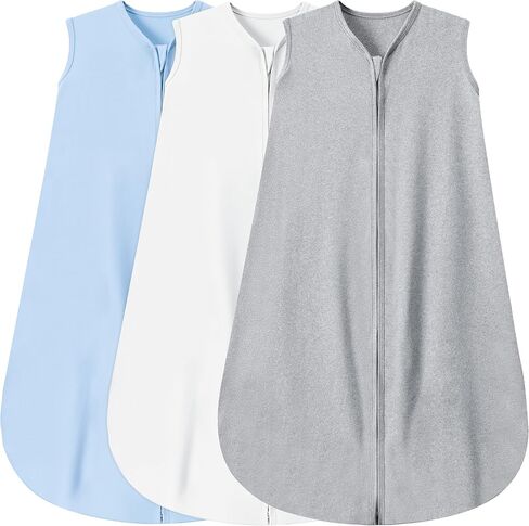 BSTOPPT 3 Pack Baby Sleep Sack 12-18 Months 100% Rayon Cotton Baby Sleeping Bag 2-Way Zipper Toddler Wearable Blankets,Comfy Stretchy Thin Sleep Sacks.TOG 0.3 (Large) in Saudi Arabia