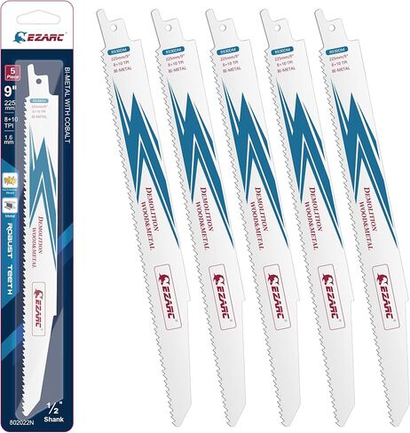 EZARC Reciprocating Saw Blade Bi-Metal Cobalt Sabre Saw Blades for Wood Demolition 9-Inch 6TPI R922DH (5-Pack) in Kuwait