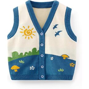 Toddler's Baby Knit Vest for Baby Boys Girls, Rustic Pastoral Style Toddler Sleeveless Sweater Warm Tops