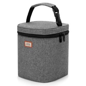 CURMIO Breastmilk Cooler Bag for Four Bottles up to 9 Oz, Insulated Baby Bottle Bag, for Daycare Travel Nursing Mom, Bag Only, Grey