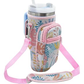 Water Bottle Carrier Bag Sleeve for Stanley Quencher 40oz Tumbler with Handle, Neoprene Water Bottle Sling Bag Sleeve Holder Carrier with Adjustable Shoulder Strap,Stanley Cup Accessories