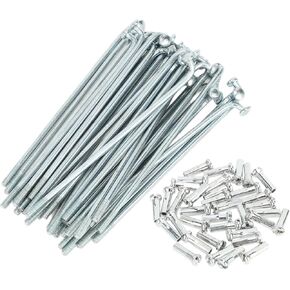 Bicycle Spokes Bike Wheel Spokes Silver Tone Nipple 1 Set 14G 289mm Length Carbon Steel Galvanized