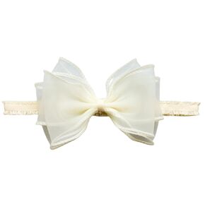Cute Lace Bow Baby Girls Headbands White Knot Headband Soft Chiffon Hair Band for Newborn Infant Toddler Kids Hair Accessories (Ivory A)