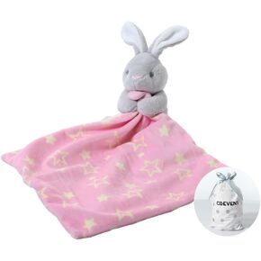 CREVENT Cozy Plush Baby Security Blanket Loveys for Baby Boys and Girls, Faux Fur Front + Mink Backing with Animal Face (Grey Bunny)