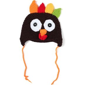 Thanksgiving Turkey Beanie Hat Baby Brown Knitted Cap Hat for Toddler Autumn Thanksgiving Photography Props