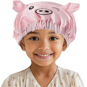 Lolalet Kids Bonnets for Girls, Adjustable Silk Baby Bonnet for Curly Hair Toddler Satin Cartoon Bonnet Cap with Elastic Band -Bear in Kuwait