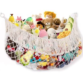 Stuffed Animal Hammock - Extra Large 56'' Long/Cream, Stuffed Animal Storage, Stuffed Animal Holder Net, Toy Hammock Large, Toy Storage Organizer