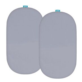 Bassinet Sheets Fit for Rectangle, Hourglass or Oval Bassinet Mattress, Universal Fitted Sheet Set for Various Bassinet Mattress Pad, 2 Pack, Ultra Soft Microfiber Sheets, White & Gray