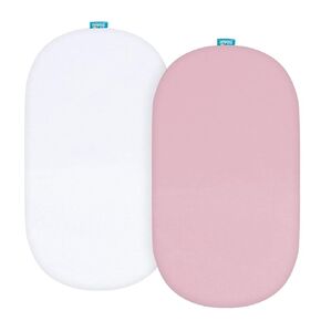 Bassinet Sheets Fit for Rectangle, Hourglass or Oval Bassinet Mattress, Universal Fitted Sheet Set for Various Bassinet Mattress Pad, 2 Pack, Ultra Soft Microfiber Sheets, White & Gray