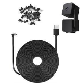 UYODM 25FT/7.5M Power Extension Cable for WYZE Cam Pan V3, L-Shape Flat 90 Degree Extension Charging Cable Power Your WYZE Cam Pan V3 Continuously - Micro USB Black