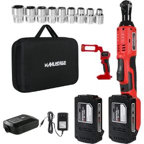 مفتاح ربط بسقاطة كهربائي لاسلكي 3/8 بوصة (10 ملم) 20 فولت، 44.25 قدمًا رطلًا، 380 دورة في الدقيقة، مع بطاريتين ليثيوم أيون قابلة لإعادة الشحن 2 × 2.0 أمبير، وشاحن ومصباح عمل LED ليثيوم أيون 20 فولت in Kuwait