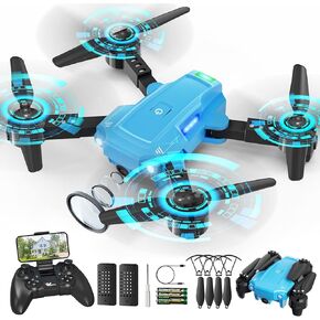 ATTOP Mini Drone with 1080P Camera for Kids, Foldable FPV Drone for Kids 8-12 Pocket RC Quadcopter, Voice Control, 3 Speed Modes, Gravity Control, Altitude Hold, 2 Batteries, Gifts for Kids Beginners