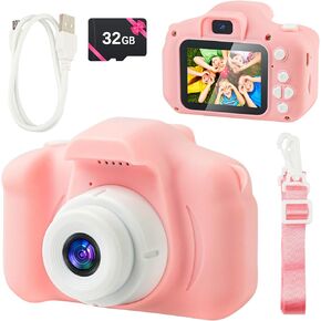 Kids Camera for Boys and Girls - BELLOCHIDDO 1080P HD Toddler Camera for Kids Toy Gift, Children Camera Christmas Birthday Gifts for Age 3-8 with Cartoon Soft Silicone Cover and 32GB SD Card