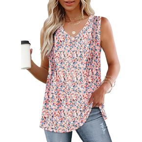WIHOLL Summer Pleated Tank Tops for Women 2025 Loose Fit V Neck Sleeveless Tops Flowy in Kuwait