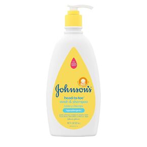 Johnson's Baby Head-To-Toe Gentle Baby Body Wash & Shampoo, Tear-Free, Sulfate-Free & Hypoallergenic Bath Wash & Shampoo for Sensitive Baby Skin, Washes Away 99.9% Of Germs, 2 Pack, 18 fl. Oz