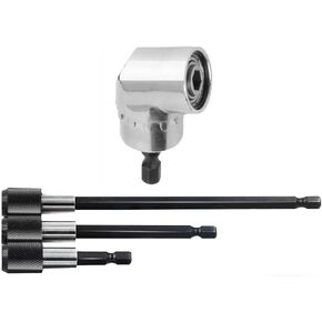 مثقاب بزاوية يمنى 105 درجة، ملحق مفك براغي كهربائي 1/4 بوصة، محول حامل مقبس مغناطيسي سداسي و3 قطع مجموعة تمديد ساق سداسية in Kuwait