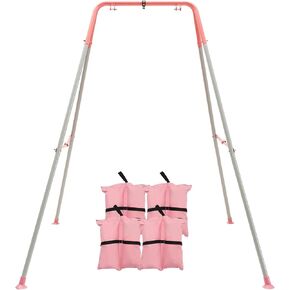 FUNLIO Foldable Swing Stand for Kids with 4 Sandbags, Heavy Duty Metal A-Frame Indoor/Outdoor for Backyard, Suitable Most Toddler/Baby Jumper/Hammock Chair