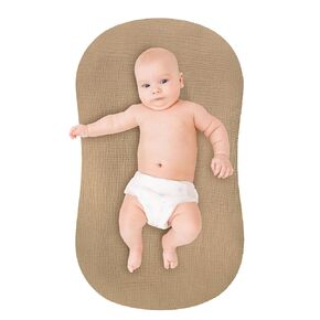 Pea Pod Baby Lounger Cover Muslin Cotton Slipcover Compatible with Snuggle Me Lounger - Soft Breathable Infant Lounger Covers Only for Newborn Baby Nest Lounger Sheets for Cozy Naps 0-12 Months（Brown