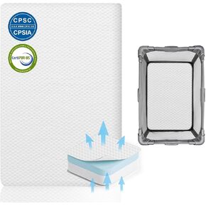Lisara Pack and Play Mattress, 38 x 26 Pack N Play Mattress for Babies and Toddlers, Dual Sided Gel Memory Foam Mini Crib Mattress with Waterproof, Removable and Breathable Ice Silk Cover