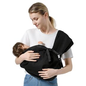 Baby Sling Carrier Newborn to Toddler Sling with Wide Shoulder Strap, Lightweight Baby Holder Carrier，Infant Half Wrapped Sling Carrier Perfect for Mom and Dad, Black
