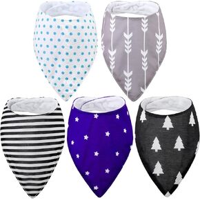Janmercy 5 Pack Adult Drool Bandana Bibs Soft Adjustable Absorbent Christmas Drool Bibs for Christmas Special Needs Unisex Men Women