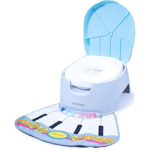 مرحاض التدريب على استخدام الحمام سيت آند بلاي 3 في 1 من سمر إنفانت، يتميز بساط قدم موسيقي تفاعلي، ووعاء قابل للإزالة وواقي من الرذاذ، رمادي/أزرق in Kuwait