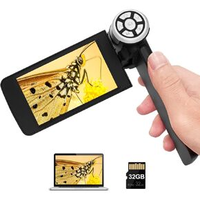 Andonstar AD203 Digital Coin Microscope for Error Coins with Metal Stand&Led Light, Handheld Portable USB Microscope Kit for Kids&Adults, 4" LCD Screen, Photo/Video Capture, Windows/Mac PC Compatible