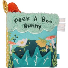 Manhattan Toy Fairytale Peek-a-Boo Soft Activity Crinkle Book for Baby & Toddler with Tethered Bunny Squeaker Small