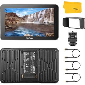 Godox GM6S Camera Monitor 5.5" Video Monitor 4K HDMI Ultra Bright Monitor 1920x1080 IPS Touch Screen, Input & Output 3D LUT Type-C/Lithium Battery/DC Powered On Camera Monitor with Sunshade