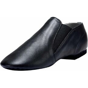 Dynadans Unisex Leather Upper Slip-on Jazz Shoe with Elastics for Women and Men's Dance Shoes