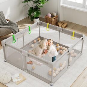 Extra Large Baby Playpen - Playpen for Babies and Toddlers, Play Pen with Gate, Play Yard Baby Fence Play Area Zone Indoor, Sturdy Kids Play Pin (Gray, 69×59in) in Saudi Arabia