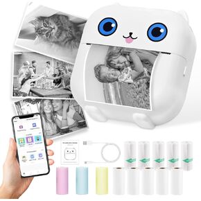 Portable Thermal Inkless Label Printer,Bluetooth Smart Maker Printer for iOS&Android,Mini Sticker Printer for Memo,Journal,Fun,Work,Receipts,Study Notes,Shipping Label