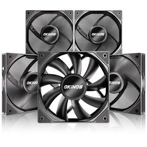 140mm Case Fan, 74CFM, 1500RPM, 4Pin PWM, Hurricane Series, 140mm Fan 5 Packs, High Airflow
