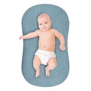 Pea Pod Baby Lounger Cover Muslin Cotton Slipcover Compatible with Snuggle Me Lounger - Soft Breathable Infant Lounger Covers Only for Newborn Baby Nest Lounger Sheets for Cozy Nap 0-12 Months，Blue