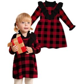 BesserBay Toddler Girls Warm Ruffle Trim Ribbed Knit Sweater Dress for 6M-6Y