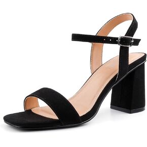 BCTEX COLL Women's Black Brown Nude Heels Open Toe Ankle Strap Heels for Women Comfortable High Chunky Block Casual Dressy Heel Sandals